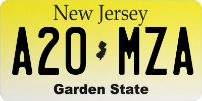 NJ license plate A20MZA