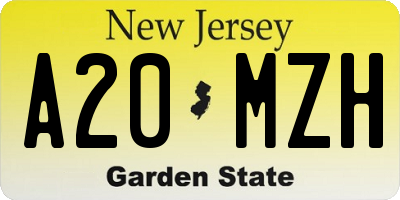 NJ license plate A20MZH