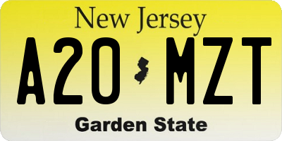 NJ license plate A20MZT