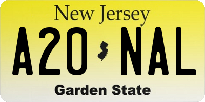 NJ license plate A20NAL