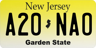 NJ license plate A20NAO