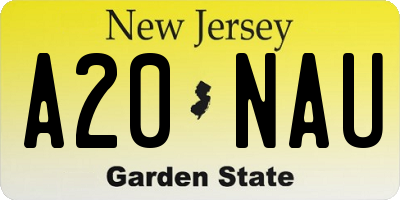 NJ license plate A20NAU