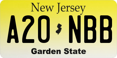 NJ license plate A20NBB