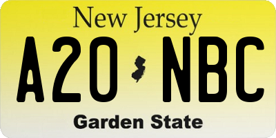 NJ license plate A20NBC