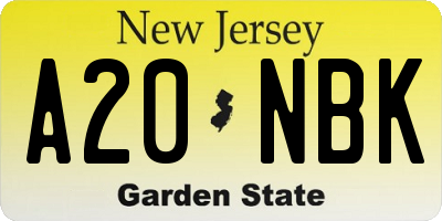NJ license plate A20NBK