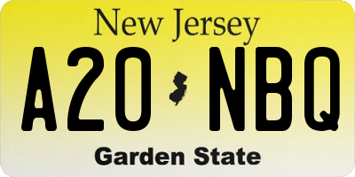 NJ license plate A20NBQ