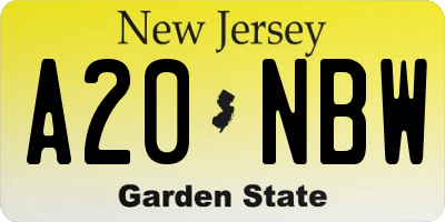 NJ license plate A20NBW