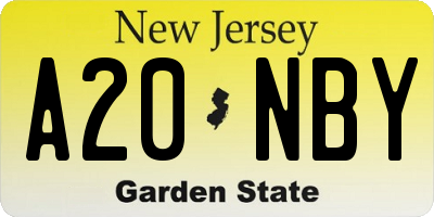 NJ license plate A20NBY