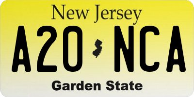 NJ license plate A20NCA