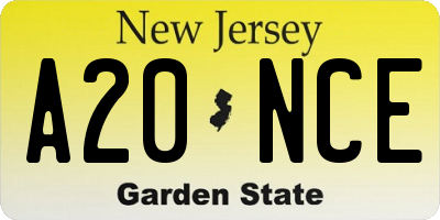 NJ license plate A20NCE