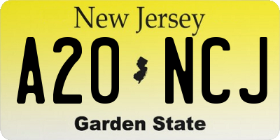 NJ license plate A20NCJ