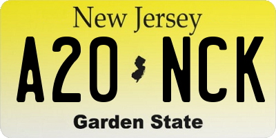 NJ license plate A20NCK