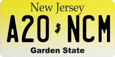 NJ license plate A20NCM
