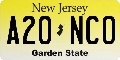 NJ license plate A20NCO
