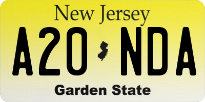 NJ license plate A20NDA