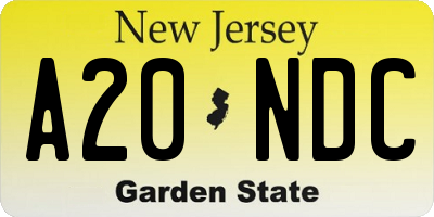 NJ license plate A20NDC