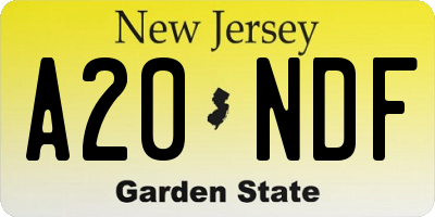 NJ license plate A20NDF