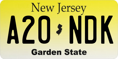 NJ license plate A20NDK