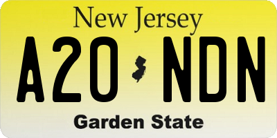 NJ license plate A20NDN