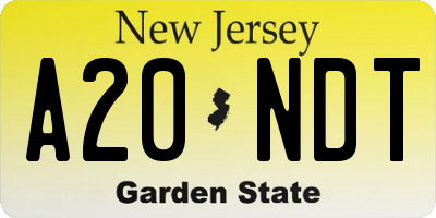 NJ license plate A20NDT