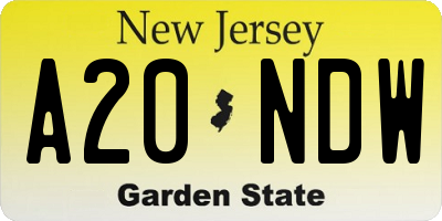 NJ license plate A20NDW
