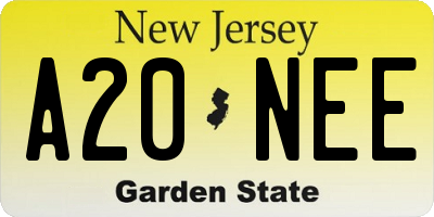 NJ license plate A20NEE