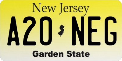 NJ license plate A20NEG
