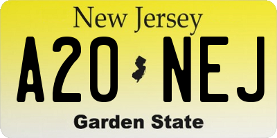 NJ license plate A20NEJ