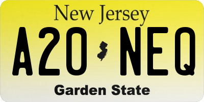 NJ license plate A20NEQ