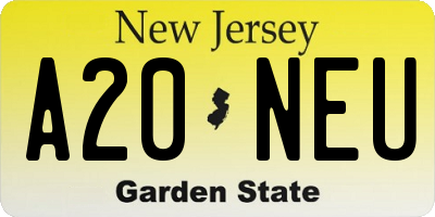 NJ license plate A20NEU