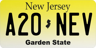 NJ license plate A20NEV