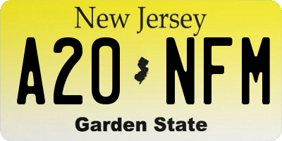 NJ license plate A20NFM