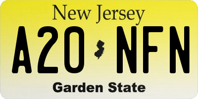 NJ license plate A20NFN