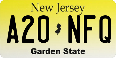 NJ license plate A20NFQ