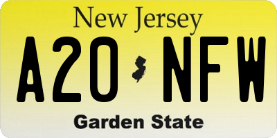 NJ license plate A20NFW