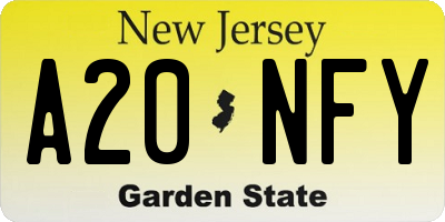 NJ license plate A20NFY