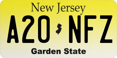 NJ license plate A20NFZ