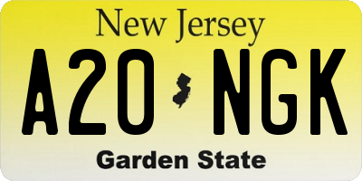NJ license plate A20NGK