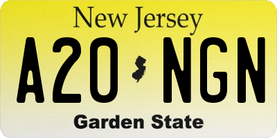 NJ license plate A20NGN