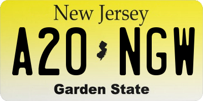NJ license plate A20NGW