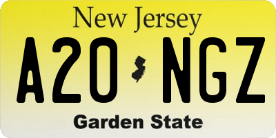NJ license plate A20NGZ