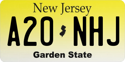 NJ license plate A20NHJ