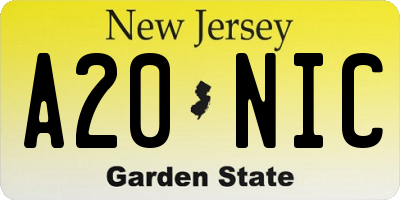 NJ license plate A20NIC