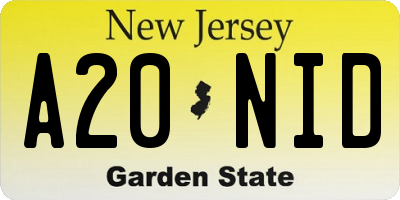 NJ license plate A20NID