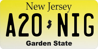 NJ license plate A20NIG