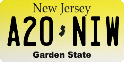 NJ license plate A20NIW