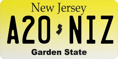 NJ license plate A20NIZ