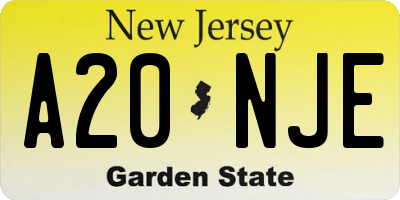 NJ license plate A20NJE