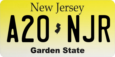 NJ license plate A20NJR