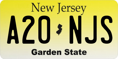 NJ license plate A20NJS